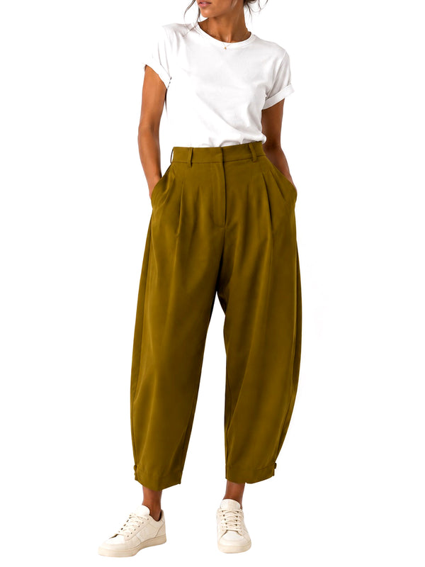 NATHI' LUXURY Pantalone Taglio Largo Donna - Verde