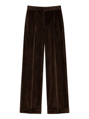 NATHI' LUXURY Pantalone In Velluto Donna - Marrone