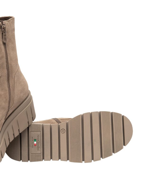 NERO GIARDINI Anfibi Donna Nero Giardini In Suede Fango