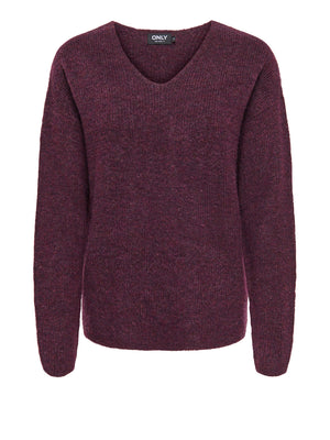 ONLY DROP4 Maglione Only Onlcamilla V-Neck L/S Knt Noos - Vino