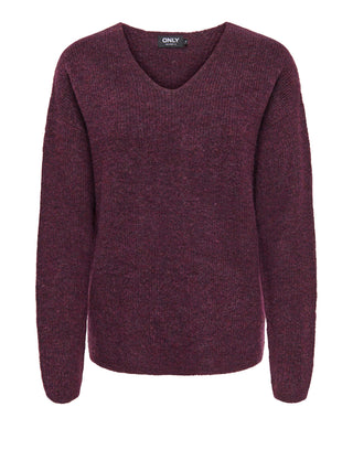 ONLY DROP4 Maglione Only Onlcamilla V-Neck L/S Knt Noos - Vino