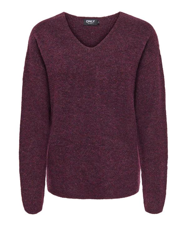 ONLY DROP4 Maglione Only Onlcamilla V-Neck L/S Knt Noos - Vino
