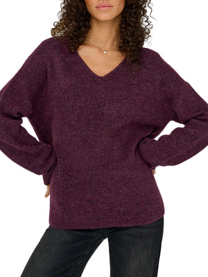 ONLY DROP4 Maglione Only Onlcamilla V-Neck L/S Knt Noos - Vino