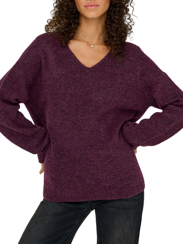 ONLY DROP4 Maglione Only Onlcamilla V-Neck L/S Knt Noos - Vino