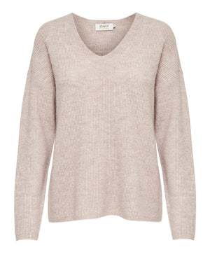 ONLY DROP4 Maglione Only Onlcamilla V-Neck L/S Knt Noos - Beige