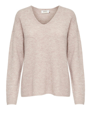 ONLY DROP4 Maglione Only Onlcamilla V-Neck L/S Knt Noos - Beige