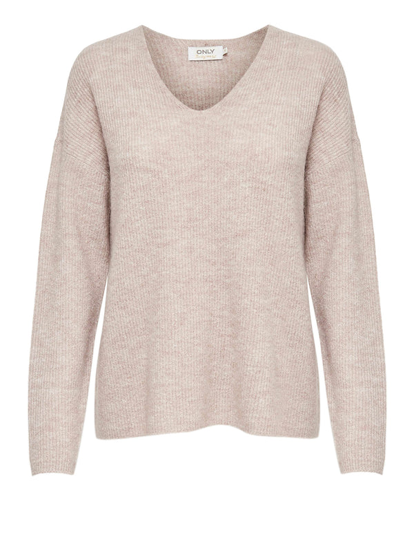 ONLY DROP4 Maglione Only Onlcamilla V-Neck L/S Knt Noos - Beige