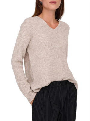 ONLY DROP4 Maglione Only Onlcamilla V-Neck L/S Knt Noos - Beige