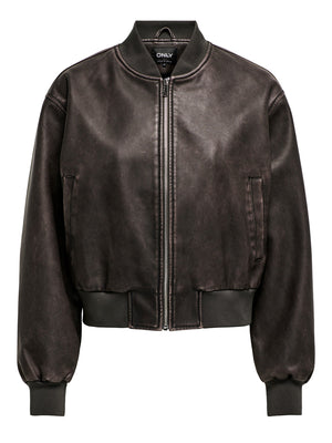 ONLY DROP4 Bomber Only Onljane Faux Leather Washed Marrone