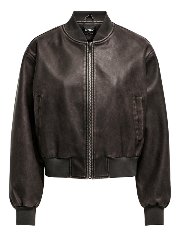 ONLY DROP4 Bomber Only Onljane Faux Leather Washed Marrone