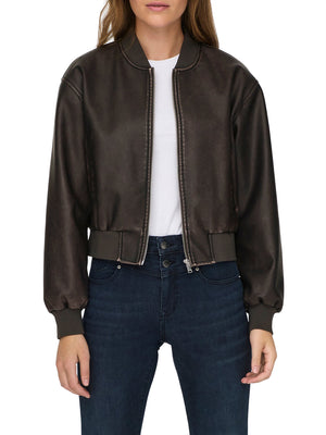 ONLY DROP4 Bomber Only Onljane Faux Leather Washed Marrone