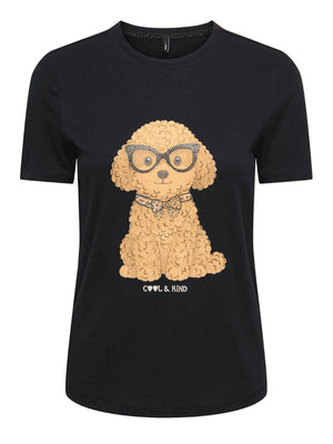 ONLY DROP4 T-Shirt Only Dog Glesses Nero