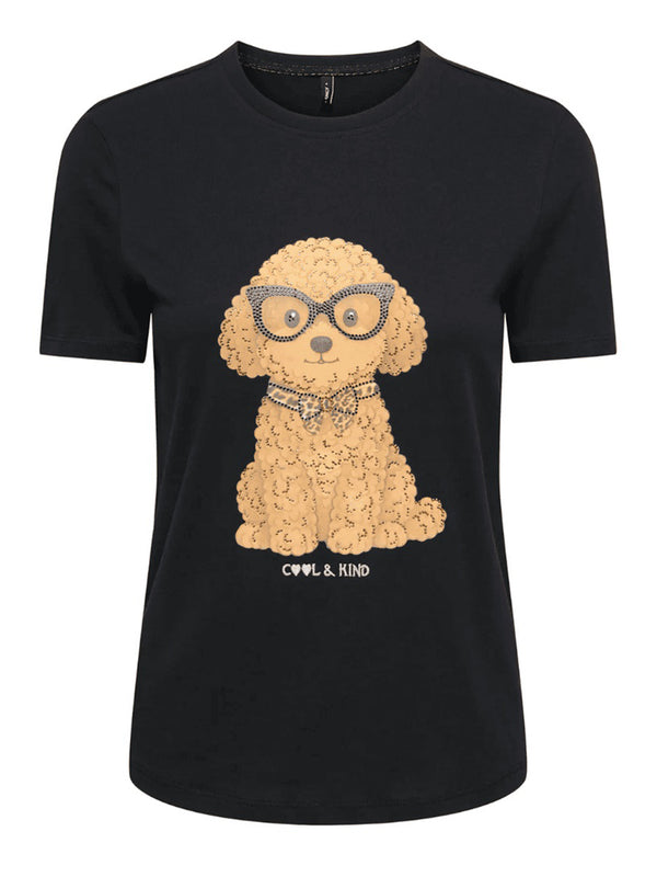 ONLY DROP4 T-Shirt Only Dog Glesses Nero