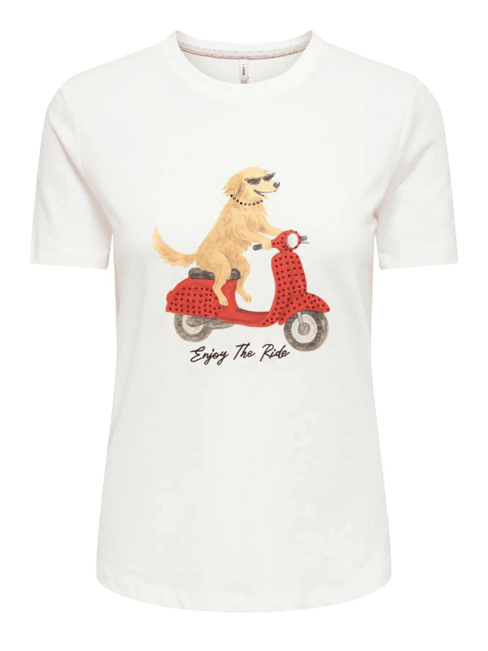 ONLY DROP4 T-Shirt Only Dancer Dog Ride Bianco