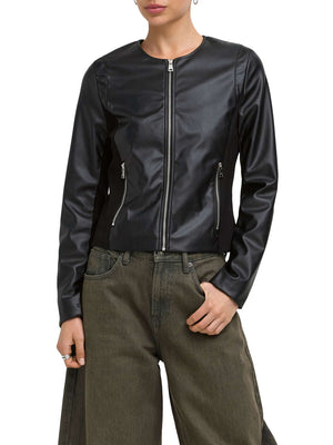 ONLY DROP4 Giubbino Only Onlbitten Mix Faux Leather - Nero