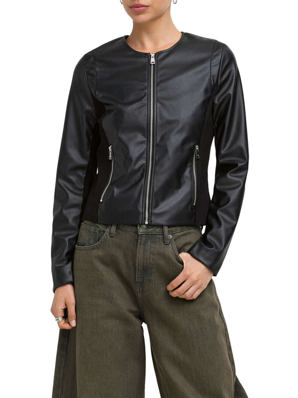 ONLY DROP4 Giubbino Only Onlbitten Mix Faux Leather - Nero