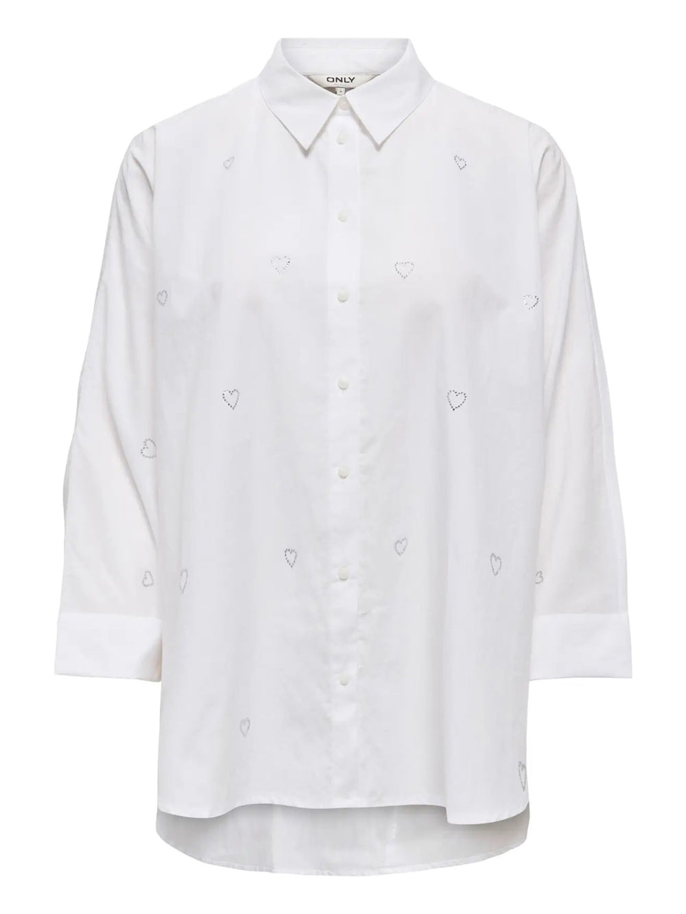 ONLY DROP4 Only Camicia New Sarah Grace Heart Bianco