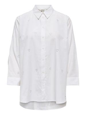 ONLY DROP4 Only Camicia New Sarah Grace Heart Bianco