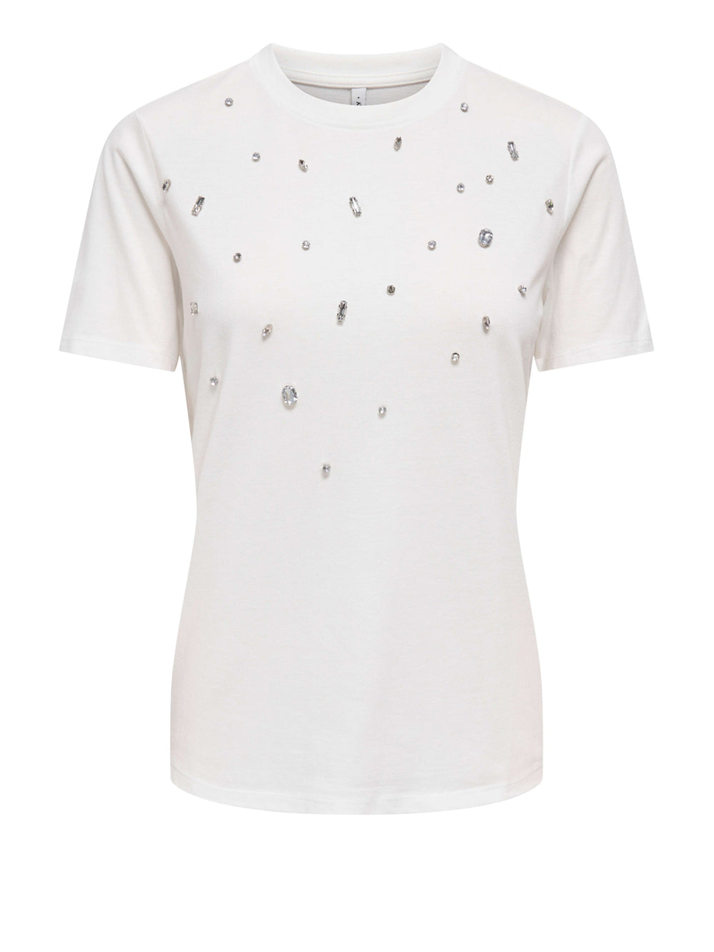 ONLY DROP4 T-Shirt Only Onlsanja Neck Bling - Bianco