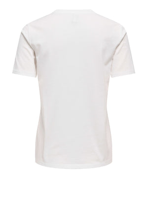 ONLY DROP4 T-Shirt Only Onlsanja Neck Bling - Bianco