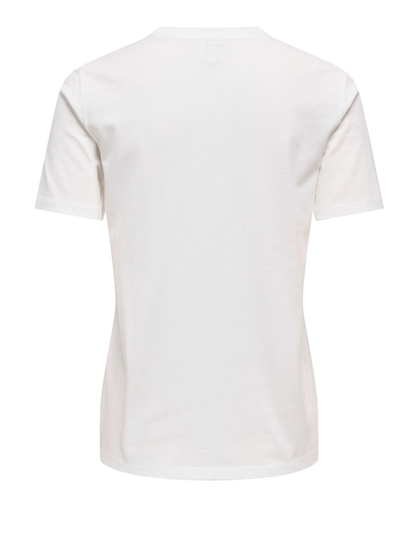 ONLY DROP4 T-Shirt Only Onlsanja Neck Bling - Bianco