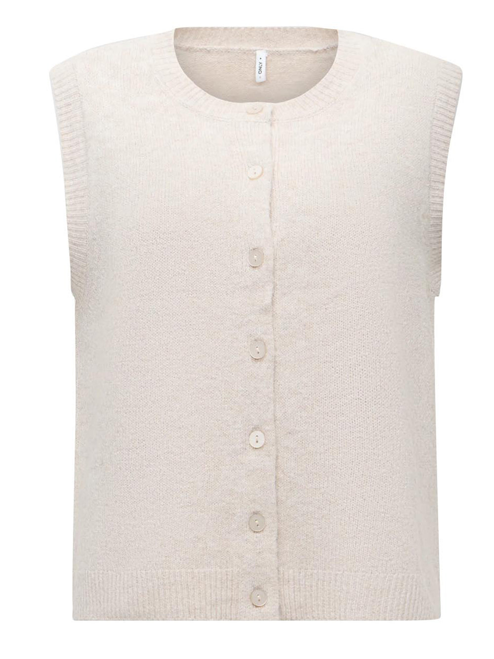 Only Gilet in Maglia con Bottoni Olivia ONLY - Beige Mélange