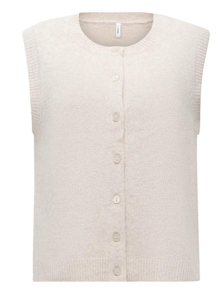 Only Gilet in Maglia con Bottoni Olivia ONLY - Beige Mélange