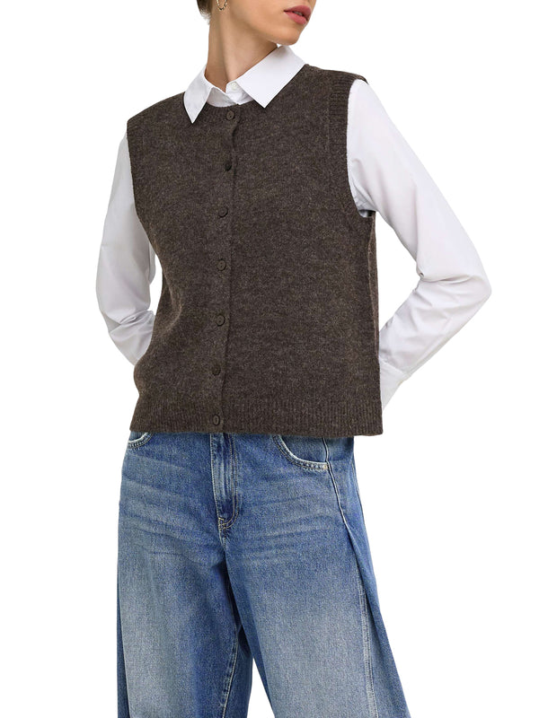 ONLY DROP4 Gilet Only Onlolivia Sl Button - Grigio