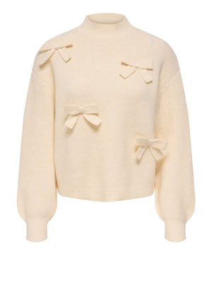 Only Maglione Only Onllisa Ls Bow Knt Noos Ecru