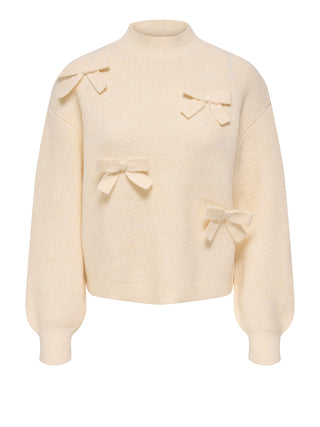 Only Maglione Only Onllisa Ls Bow Knt Noos Ecru