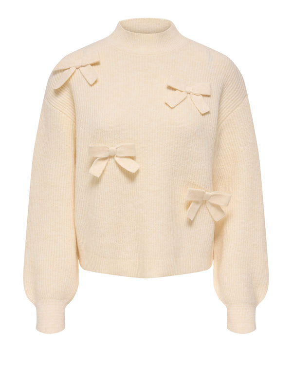 Only Maglione Only Onllisa Ls Bow Knt Noos Ecru
