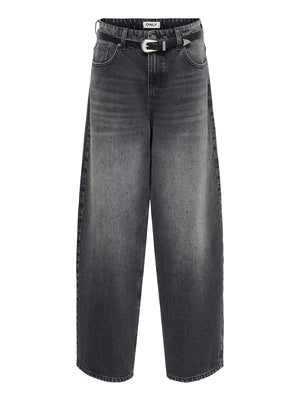 ONLY DROP5 Jeans Onlamber Rhs Lw Ovs Bag Belt Red Dnm Dot - Denim Nero