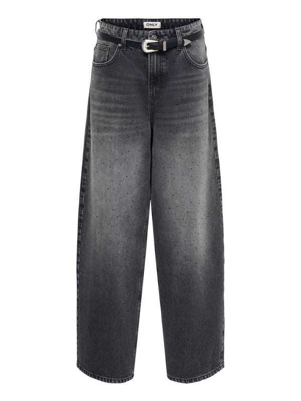 ONLY DROP5 Jeans Onlamber Rhs Lw Ovs Bag Belt Red Dnm Dot - Denim Nero
