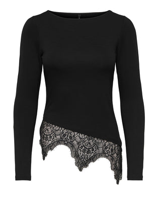 ONLY DROP5 Maglia Only Onllaila Lace Mix Top Jrs Noos - Nero