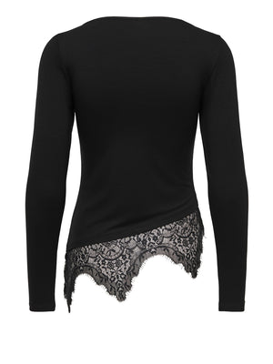 ONLY DROP5 Maglia Only Onllaila Lace Mix Top Jrs Noos - Nero