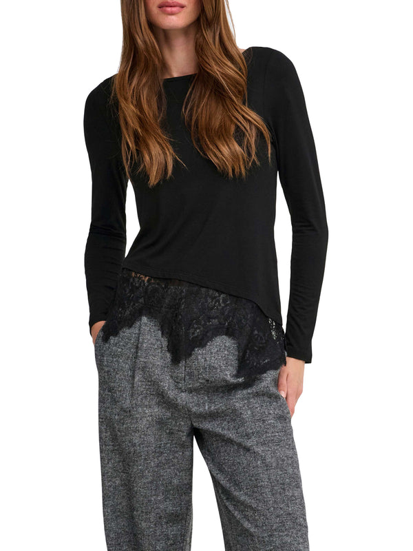 ONLY DROP5 Maglia Only Onllaila Lace Mix Top Jrs Noos - Nero