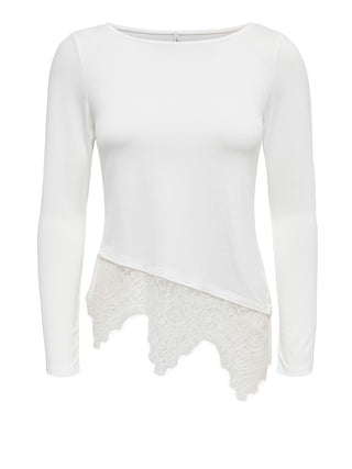 ONLY DROP5 Maglia Only Onllaila Lace Mix Top Jrs Noos - Bianco