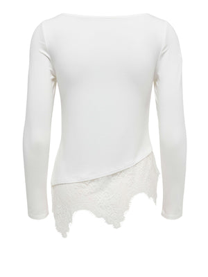 ONLY DROP5 Maglia Only Onllaila Lace Mix Top Jrs Noos - Bianco