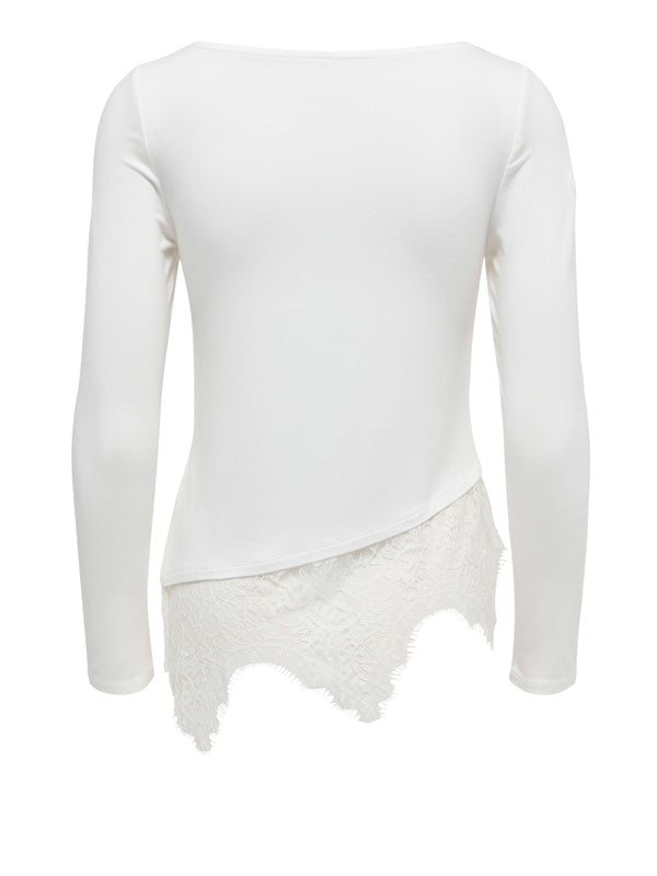 ONLY DROP5 Maglia Only Onllaila Lace Mix Top Jrs Noos - Bianco