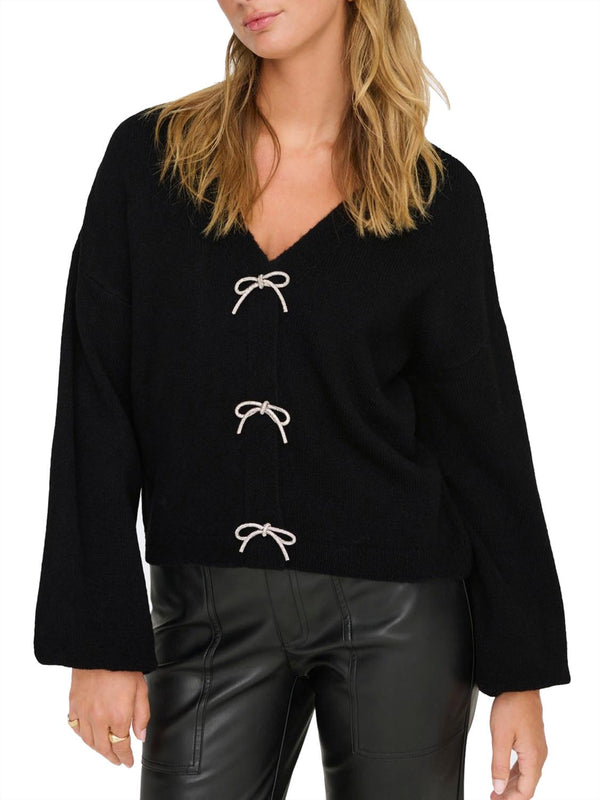 Only Cardigan con Fiocchi Glitter ONLY - Nero