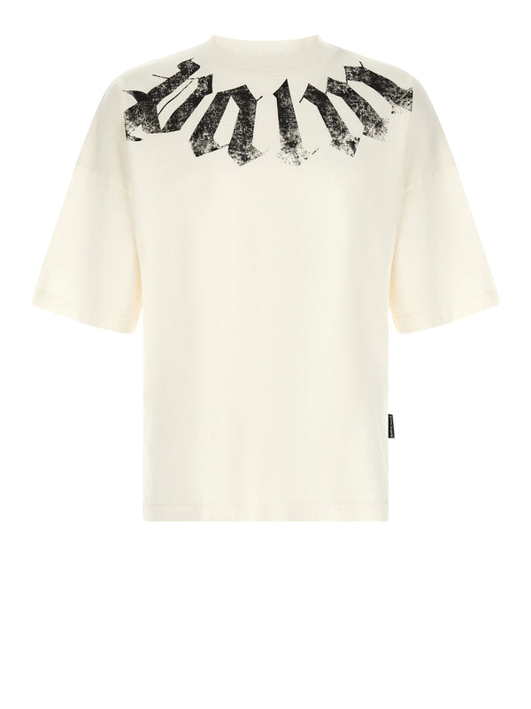 PALM ANGELS T-Shirt Big Neck Logo Loose Tee Bianco