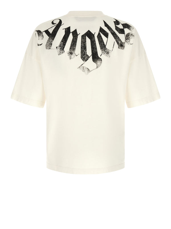 PALM ANGELS T-Shirt Big Neck Logo Loose Tee Bianco