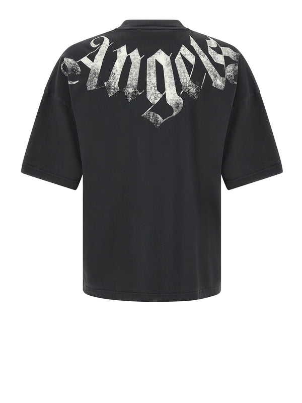 PALM ANGELS T-Shirt Big Neck Logo Loose Tee Nero