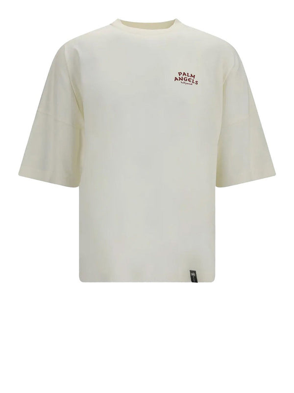 PALM ANGELS T-Shirt Stampa Palm Drift Back Over Tee Bianco