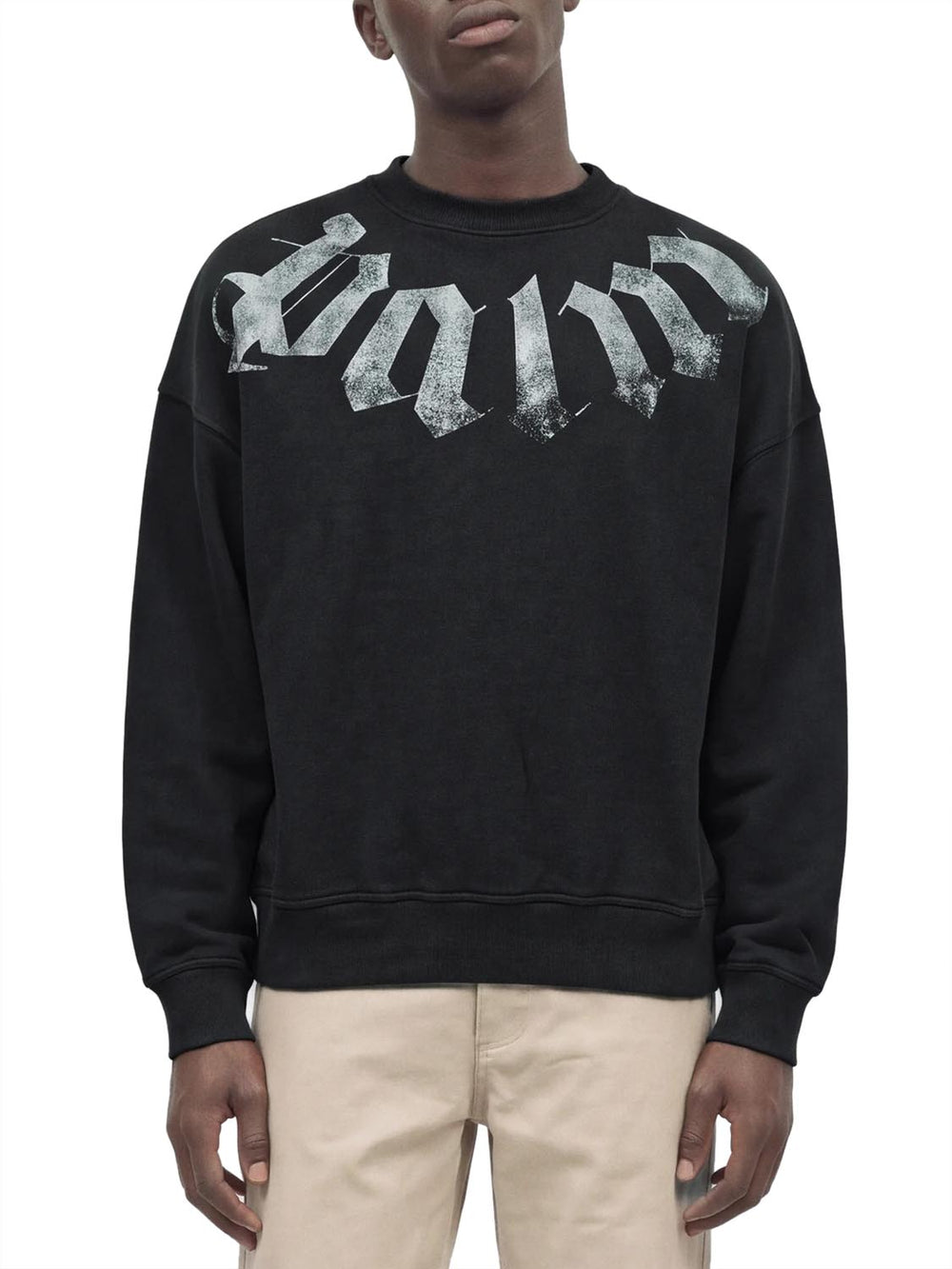 PALM ANGELS Felpa Girocollo Big Neck Logo Loose Crew Palm Angels - Nero/Bianco