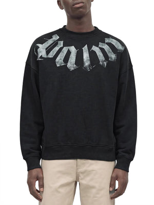 PALM ANGELS Felpa Girocollo Big Neck Logo Loose Crew Palm Angels - Nero/Bianco