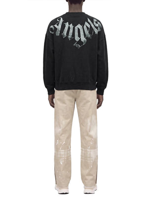 PALM ANGELS Felpa Girocollo Big Neck Logo Loose Crew Palm Angels - Nero/Bianco