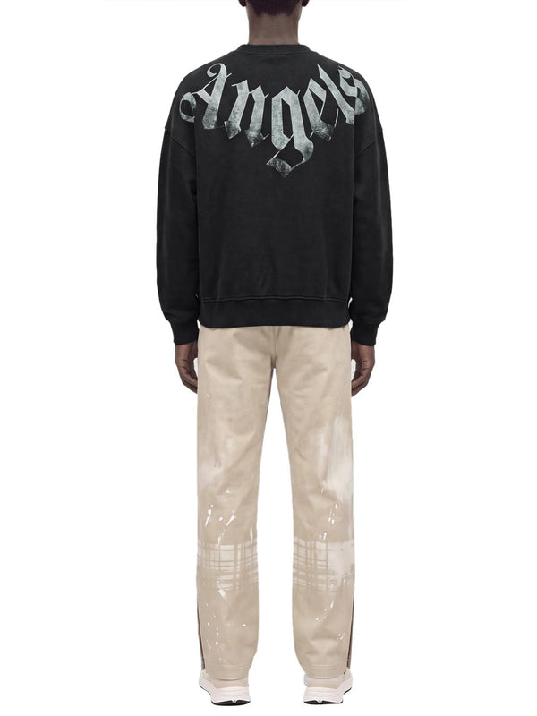 PALM ANGELS Felpa Girocollo Big Neck Logo Loose Crew Palm Angels - Nero/Bianco
