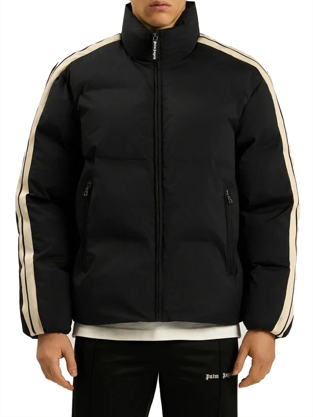 PALM ANGELS Piumino Classic Logo Track Puffer Jacket Palm Angels - Nero/Bianco
