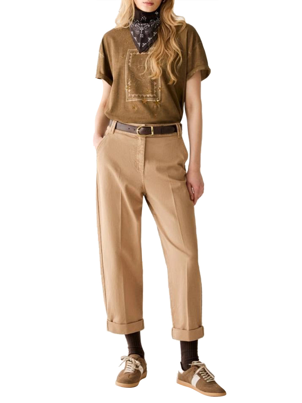 PENNY BLACK BLACK Pantaloni Penny Black Carrot Fit In cotone Cammello